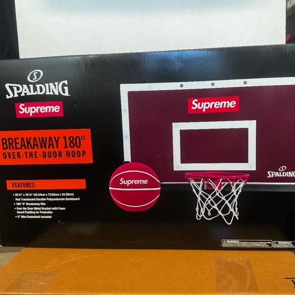SUPREME®/SPALDING® Mini Basketball Hoop Red box Logo Backboard New - Picture 1 of 2